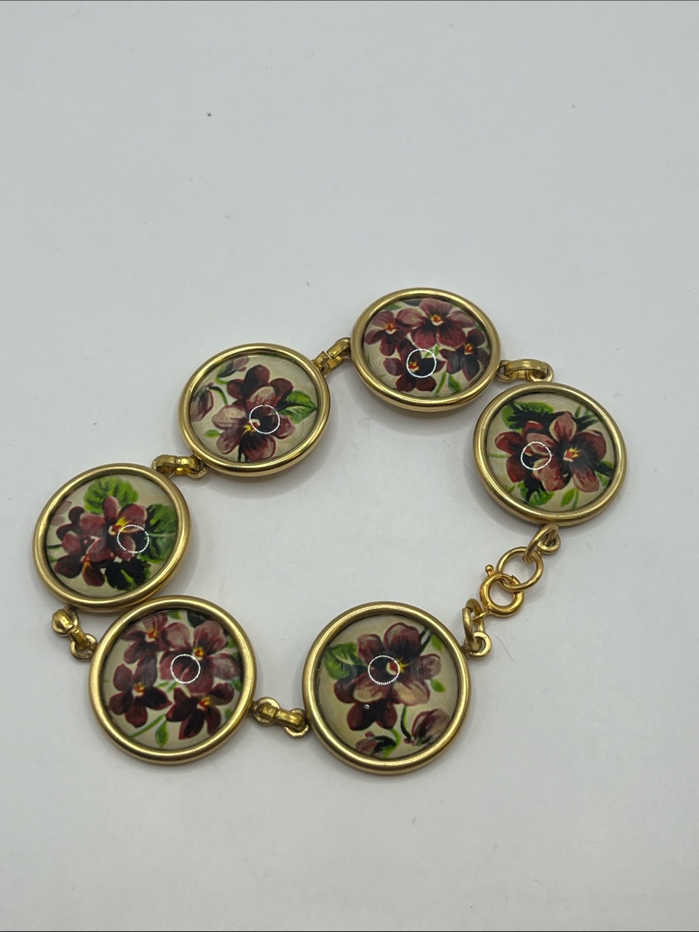 Vintage Retro Floral Panel Link Bracelet Attributed to Designs From The Deep